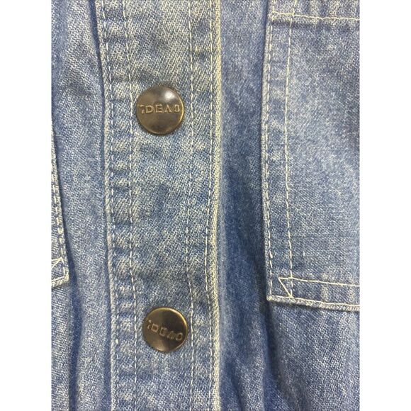 Vintage IDEAS Small Denim Jumpsuit Romper Overalls 80s 1980s Cinch High Waist - Picture 4 of 8